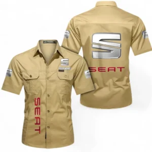 Car Fans Gift Short Sleeved Shirt, Button up Shirt All Over Print For Car Owners, Custom Name CAR392072125845-Khaki