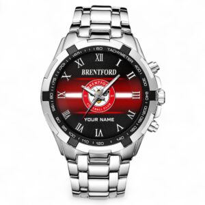 Brentford Fans Gift Steel Watches, All Over Print Steel Watches For Sport Fan, Custom Name EPL103072925352