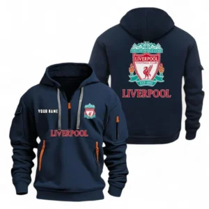Liverpool Fans Gift Hoodie Half Zipper, All Over Print Hoodie Half Zipper For Sport Fan, Custom Name EPL104072925444-Navy