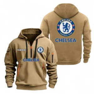 Chelsea Fans Gift Hoodie Half Zipper, All Over Print Hoodie Half Zipper For Sport Fan, Custom Name EPL104072925445-Khaki