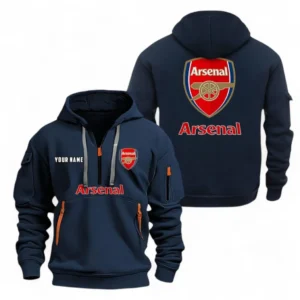 Arsenal Fans Gift Hoodie Half Zipper, All Over Print Hoodie Half Zipper For Sport Fan, Custom Name EPL104072925446-Navy