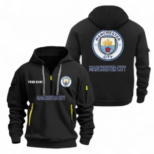 Manchester City Fans Gift Hoodie Half Zipper, All Over Print Hoodie Half Zipper For Sport Fan, Custom Name EPL104072925447-Black