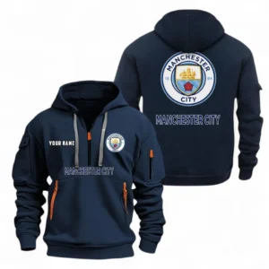 Manchester City Fans Gift Hoodie Half Zipper, All Over Print Hoodie Half Zipper For Sport Fan, Custom Name EPL104072925447-Navy