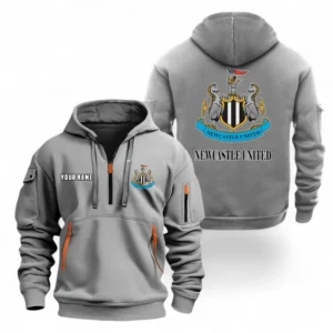 Newcastle United Fans Gift Hoodie Half Zipper, All Over Print Hoodie Half Zipper For Sport Fan, Custom Name EPL104072925449-Grey