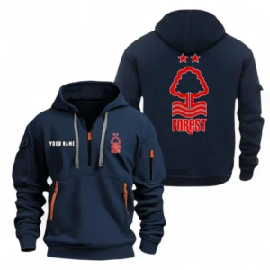 Nottingham Forest Fans Gift Hoodie Half Zipper, All Over Print Hoodie Half Zipper For Sport Fan, Custom Name EPL104072925450-Navy