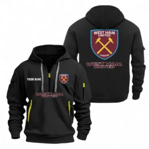 West Ham United Fans Gift Hoodie Half Zipper, All Over Print Hoodie Half Zipper For Sport Fan, Custom Name EPL104072925451-Black