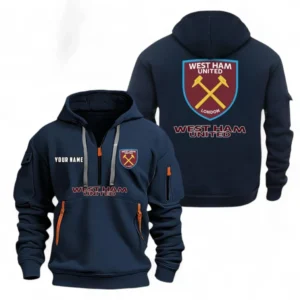 West Ham United Fans Gift Hoodie Half Zipper, All Over Print Hoodie Half Zipper For Sport Fan, Custom Name EPL104072925451-Navy