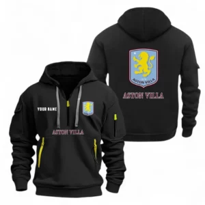 Aston Villa Fans Gift Hoodie Half Zipper, All Over Print Hoodie Half Zipper For Sport Fan, Custom Name EPL104072925453-Black