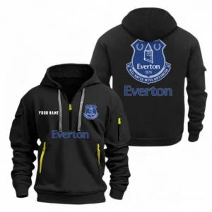 Everton Fans Gift Hoodie Half Zipper, All Over Print Hoodie Half Zipper For Sport Fan, Custom Name EPL104072925454-Black