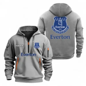Everton Fans Gift Hoodie Half Zipper, All Over Print Hoodie Half Zipper For Sport Fan, Custom Name EPL104072925454-Grey