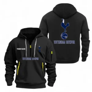 Tottenham Hotspur Fans Gift Hoodie Half Zipper, All Over Print Hoodie Half Zipper For Sport Fan, Custom Name EPL104072925455-Black