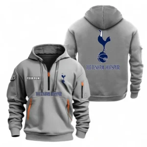 Tottenham Hotspur Fans Gift Hoodie Half Zipper, All Over Print Hoodie Half Zipper For Sport Fan, Custom Name EPL104072925455-Grey