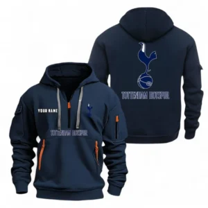 Tottenham Hotspur Fans Gift Hoodie Half Zipper, All Over Print Hoodie Half Zipper For Sport Fan, Custom Name EPL104072925455-Navy