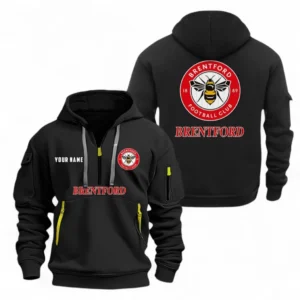 Brentford Fans Gift Hoodie Half Zipper, All Over Print Hoodie Half Zipper For Sport Fan, Custom Name EPL104072925456-Black