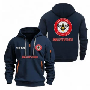 Brentford Fans Gift Hoodie Half Zipper, All Over Print Hoodie Half Zipper For Sport Fan, Custom Name EPL104072925456-Navy