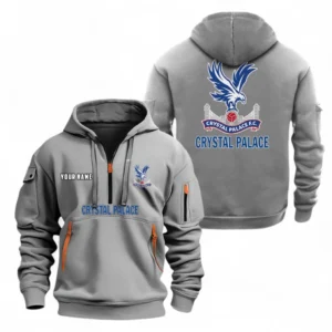Crystal Palace Fans Gift Hoodie Half Zipper, All Over Print Hoodie Half Zipper For Sport Fan, Custom Name EPL104072925457-Grey