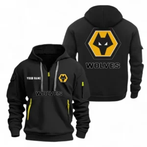 Wolverhampton Wanderers Fans Gift Hoodie Half Zipper, All Over Print Hoodie Half Zipper For Sport Fan, Custom Name EPL104072925458-Black