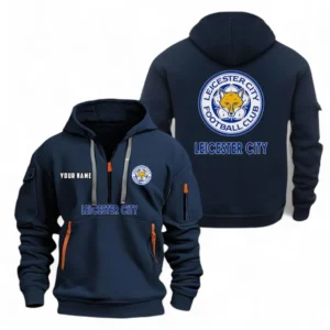 Leicester City Fans Gift Hoodie Half Zipper, All Over Print Hoodie Half Zipper For Sport Fan, Custom Name EPL104072925461-Navy
