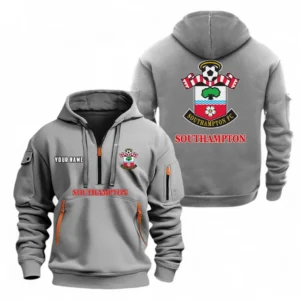 Southampton Fans Gift Hoodie Half Zipper, All Over Print Hoodie Half Zipper For Sport Fan, Custom Name EPL104072925462-Grey