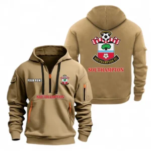 Southampton Fans Gift Hoodie Half Zipper, All Over Print Hoodie Half Zipper For Sport Fan, Custom Name EPL104072925462-Khaki