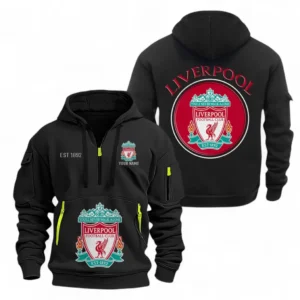 Liverpool Fans Gift Hoodie Half Zipper, All Over Print Hoodie Half Zipper For Sport Fan, Custom Name EPL110073025223-Black