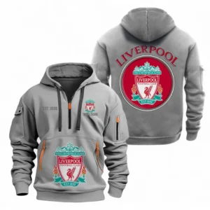 Liverpool Fans Gift Hoodie Half Zipper, All Over Print Hoodie Half Zipper For Sport Fan, Custom Name EPL110073025223-Grey