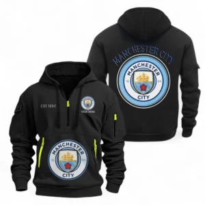 Manchester City Fans Gift Hoodie Half Zipper, All Over Print Hoodie Half Zipper For Sport Fan, Custom Name EPL110073025224-Black
