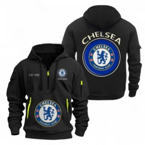 Chelsea Fans Gift Hoodie Half Zipper, All Over Print Hoodie Half Zipper For Sport Fan, Custom Name EPL110073025226-Black