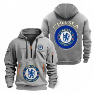 Chelsea Fans Gift Hoodie Half Zipper, All Over Print Hoodie Half Zipper For Sport Fan, Custom Name EPL110073025226-Grey