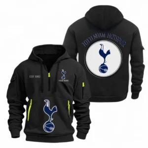 Tottenham Hotspur F.C Fans Gift Hoodie Half Zipper, All Over Print Hoodie Half Zipper For Sport Fan, Custom Name EPL110073025228-Black