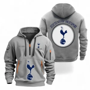 Tottenham Hotspur F.C Fans Gift Hoodie Half Zipper, All Over Print Hoodie Half Zipper For Sport Fan, Custom Name EPL110073025228-Grey