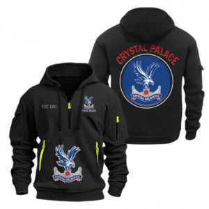 Crystal Palace F.C Fans Gift Hoodie Half Zipper, All Over Print Hoodie Half Zipper For Sport Fan, Custom Name EPL110073025229-Black