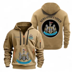 Newcastle United Fans Gift Hoodie Half Zipper, All Over Print Hoodie Half Zipper For Sport Fan, Custom Name EPL110073025230-Khaki