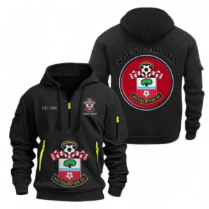 Southampton F.C. Fans Gift Hoodie Half Zipper, All Over Print Hoodie Half Zipper For Sport Fan, Custom Name EPL110073025231-Black
