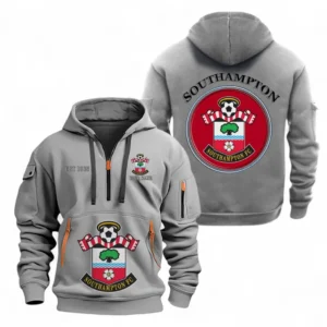 Southampton F.C. Fans Gift Hoodie Half Zipper, All Over Print Hoodie Half Zipper For Sport Fan, Custom Name EPL110073025231-Grey