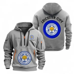 Leicester City F.C Fans Gift Hoodie Half Zipper, All Over Print Hoodie Half Zipper For Sport Fan, Custom Name EPL110073025232-Grey