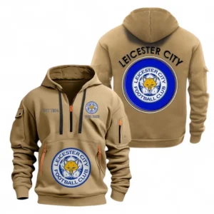 Leicester City F.C Fans Gift Hoodie Half Zipper, All Over Print Hoodie Half Zipper For Sport Fan, Custom Name EPL110073025232-Khaki