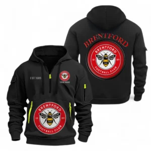 Brentford FC Fans Gift Hoodie Half Zipper, All Over Print Hoodie Half Zipper For Sport Fan, Custom Name EPL110073025236-Black