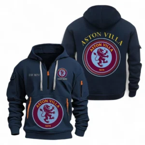 Aston Villa F.C Fans Gift Hoodie Half Zipper, All Over Print Hoodie Half Zipper For Sport Fan, Custom Name EPL110073025237-Navy