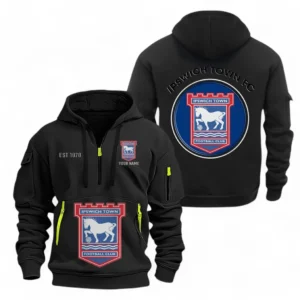 Ipswich Town F.C Fans Gift Hoodie Half Zipper, All Over Print Hoodie Half Zipper For Sport Fan, Custom Name EPL110073025238-Black