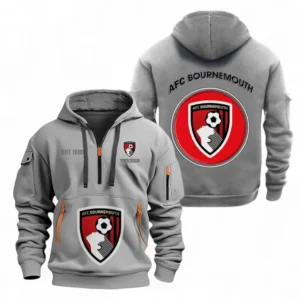 A.F.C. Bournemouth Fans Gift Hoodie Half Zipper, All Over Print Hoodie Half Zipper For Sport Fan, Custom Name EPL110073025240-Grey