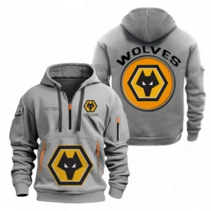 Wolverhampton Wanderers F.C Fans Gift Hoodie Half Zipper, All Over Print Hoodie Half Zipper For Sport Fan, Custom Name EPL110073025241-Grey
