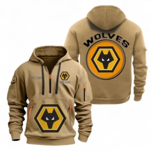 Wolverhampton Wanderers F.C Fans Gift Hoodie Half Zipper, All Over Print Hoodie Half Zipper For Sport Fan, Custom Name EPL110073025241-Khaki