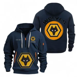 Wolverhampton Wanderers F.C Fans Gift Hoodie Half Zipper, All Over Print Hoodie Half Zipper For Sport Fan, Custom Name EPL110073025241-Navy