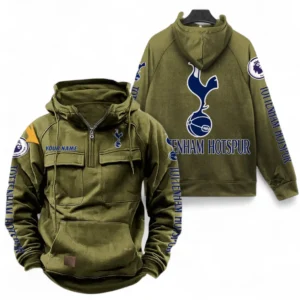 Tottenham Hotspur F.C Fans Gift Tactical Quarter Zip Hoodie, All Over Print Tactical Quarter Zip Hoodie For Sport Fan, Custom Name EPL111073025116-Army Green