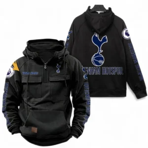 Tottenham Hotspur F.C Fans Gift Tactical Quarter Zip Hoodie, All Over Print Tactical Quarter Zip Hoodie For Sport Fan, Custom Name EPL111073025116-Black