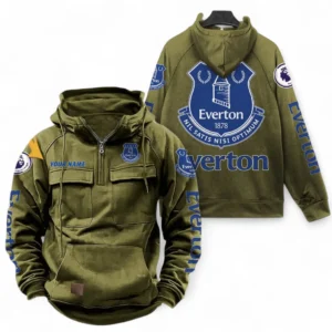 Everton F.C Fans Gift Tactical Quarter Zip Hoodie, All Over Print Tactical Quarter Zip Hoodie For Sport Fan, Custom Name EPL111073025120-Army Green