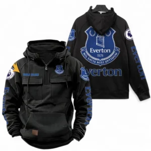 Everton F.C Fans Gift Tactical Quarter Zip Hoodie, All Over Print Tactical Quarter Zip Hoodie For Sport Fan, Custom Name EPL111073025120-Black