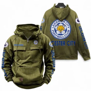 Leicester City F.C Fans Gift Tactical Quarter Zip Hoodie, All Over Print Tactical Quarter Zip Hoodie For Sport Fan, Custom Name EPL111073025121-Army Green
