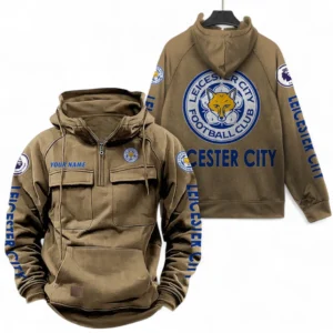 Leicester City F.C Fans Gift Tactical Quarter Zip Hoodie, All Over Print Tactical Quarter Zip Hoodie For Sport Fan, Custom Name EPL111073025121-Khaki
